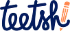 Logo Teetsh bleu nuit avec crayon orange