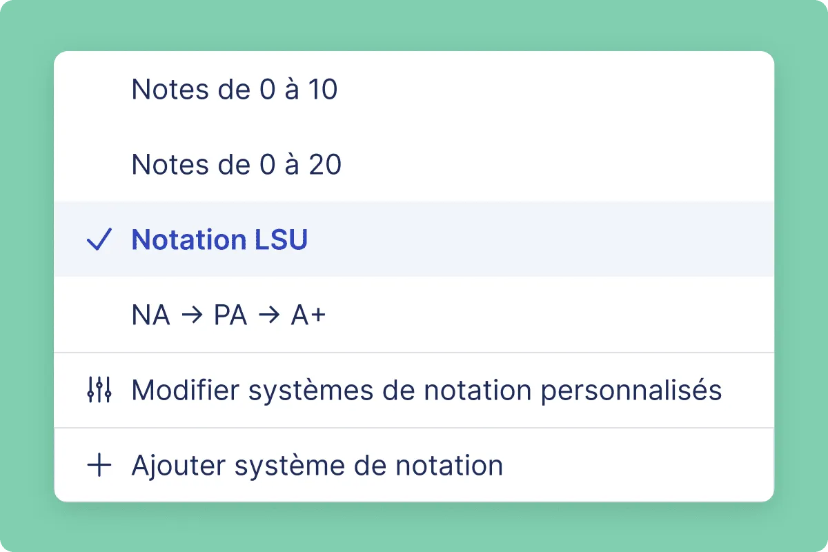 Aperçu - Carnet de Notes - Système de notation -Teetsh