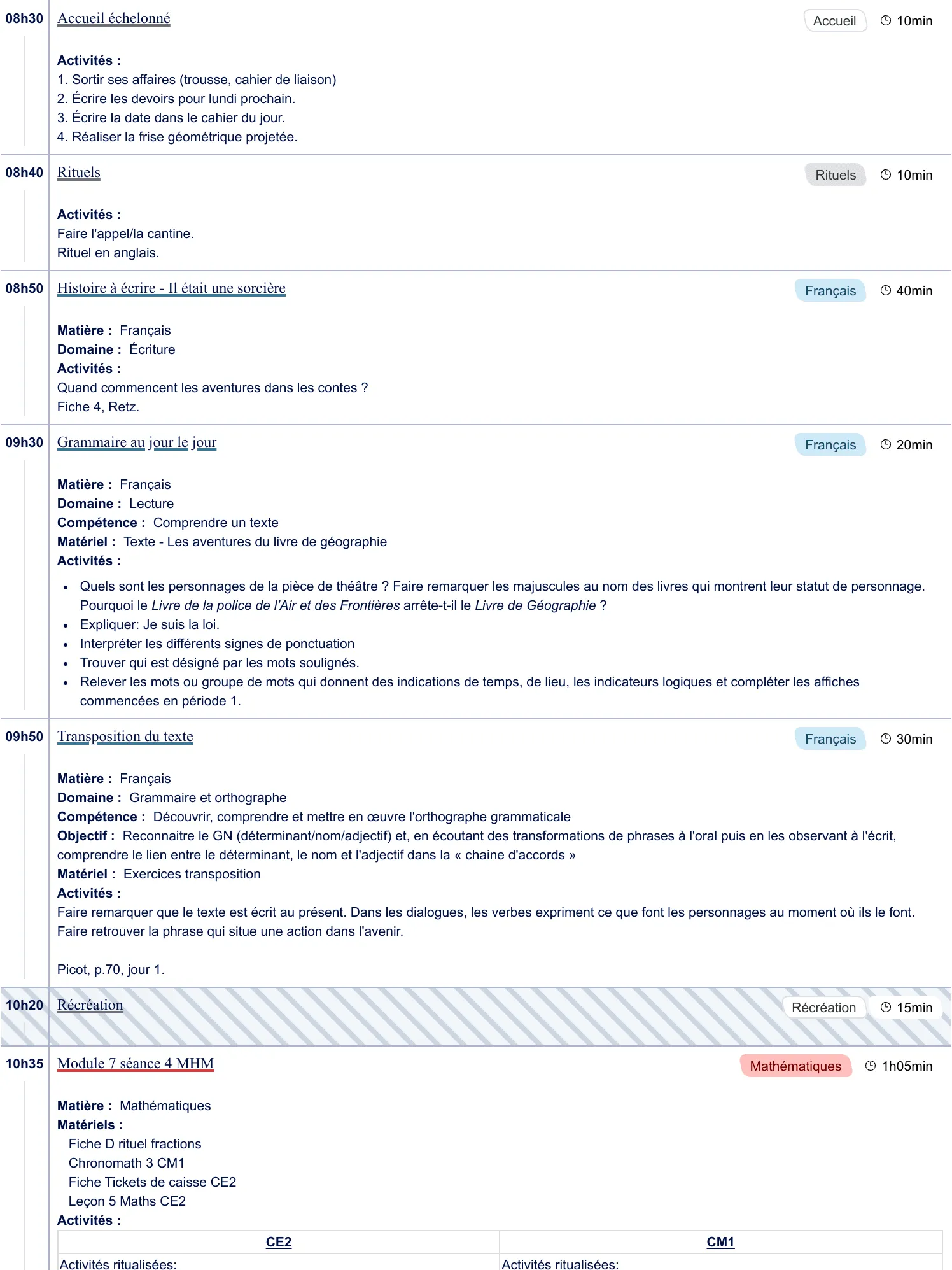 Exemple de cahier journal CE2-CM1 - aperçu
