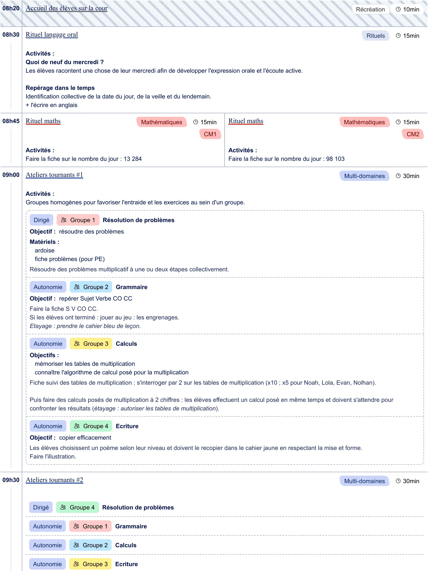 Exemple de cahier journal CM1-CM2 - aperçu