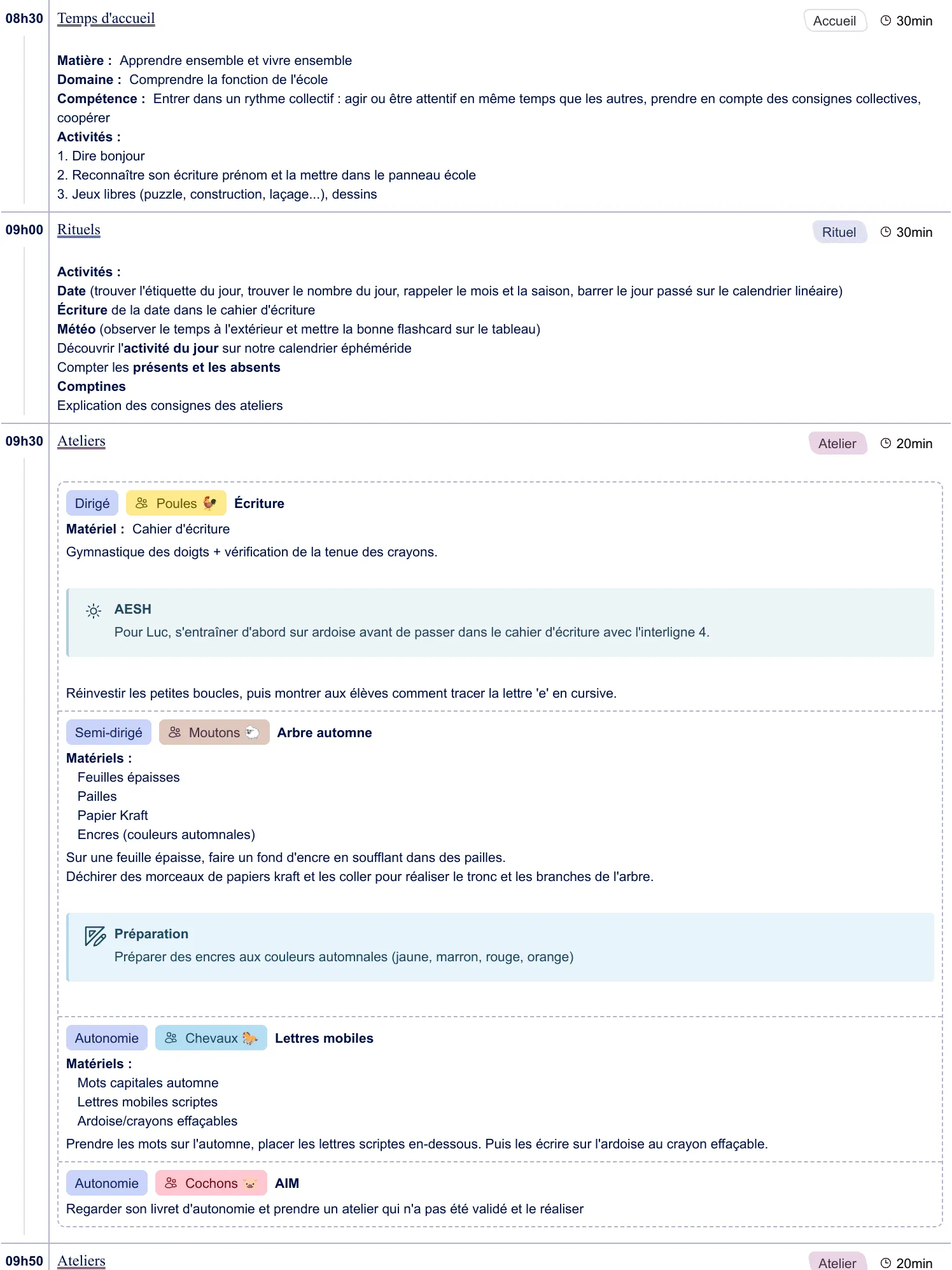 Exemple de cahier journal GS - aperçu