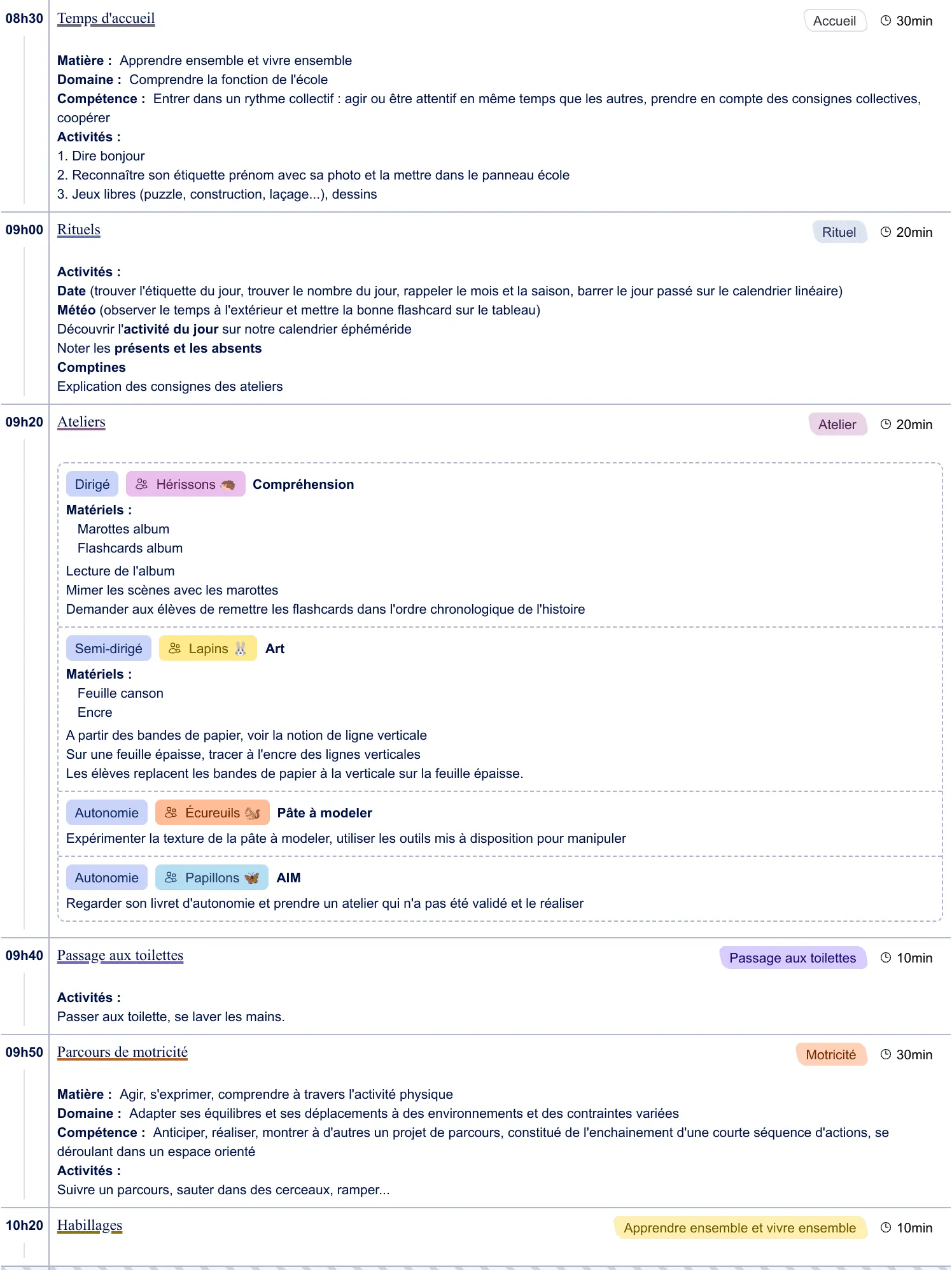 Exemple de cahier journal PS - aperçu