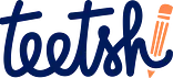 Logo Teetsh bleu nuit avec crayon orange