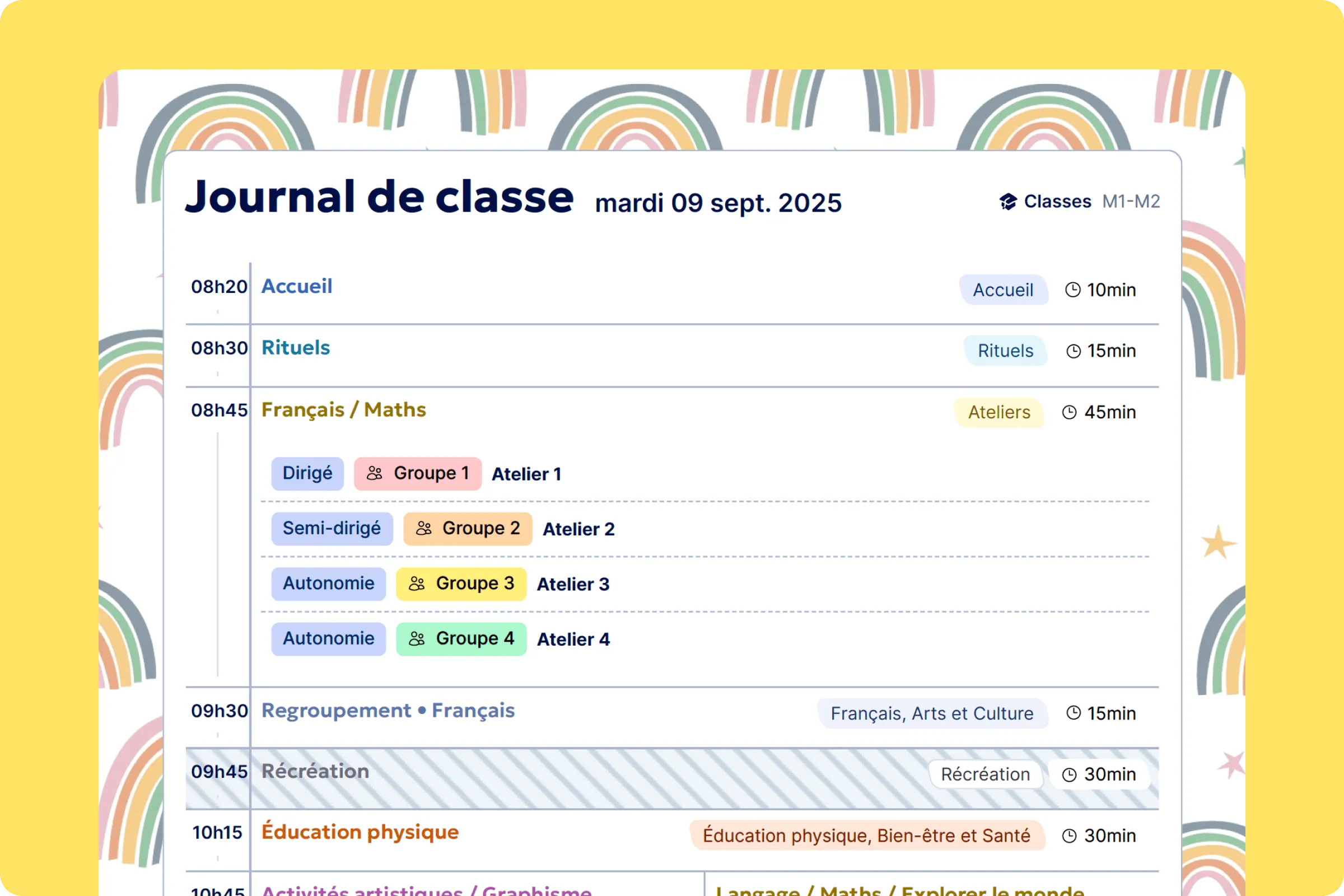 Aperçu Journal de classe - Impression PDF