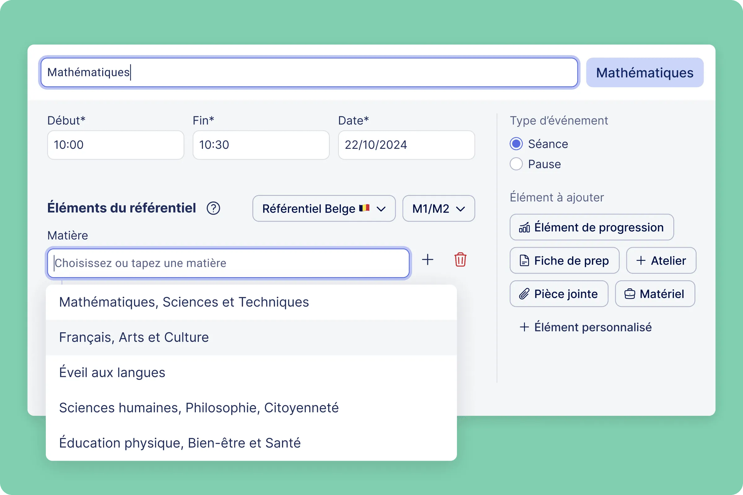 Aperçu Journal de classe - Référentiel belge intégré