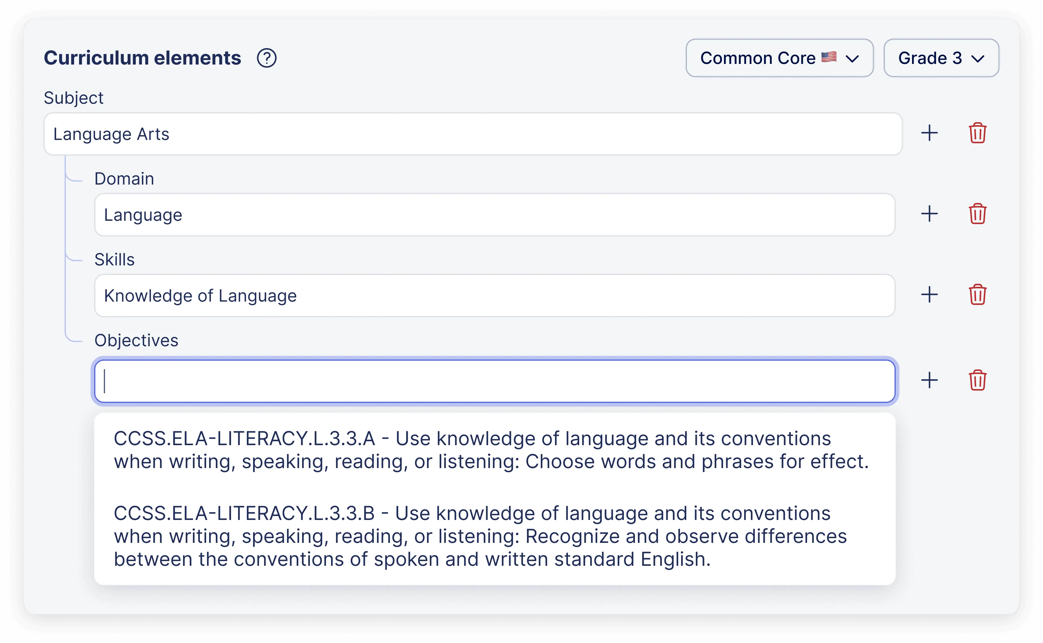 Curriculum integration example