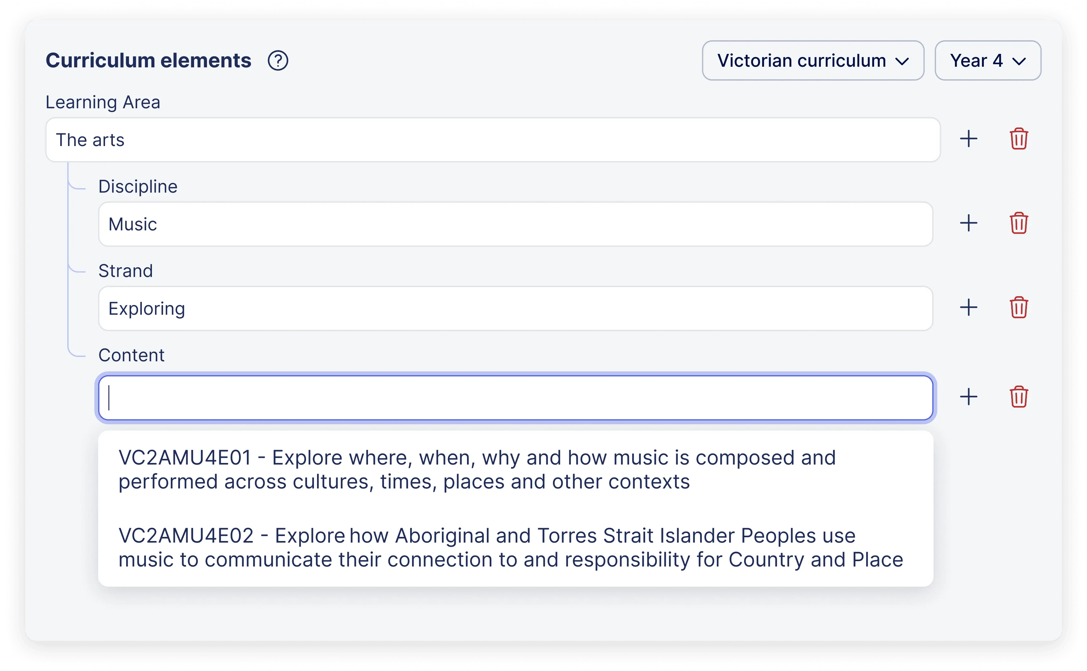 Curriculum integration example