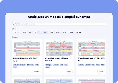 choix emploi du temps elementaire