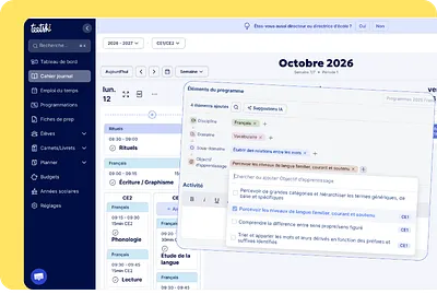 cahier journal avec programme intégré