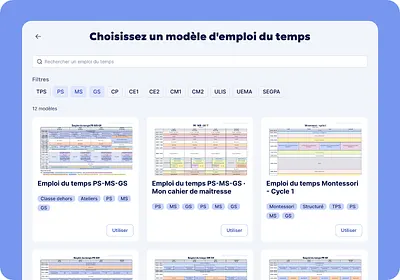 Aperçu Modèles d'emploi du temps Maternelle Teetsh