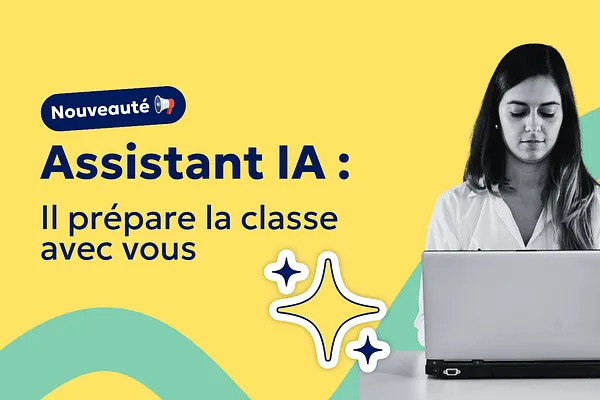 professeur prépare sa classe derrière son laptop avec l'assistant IA de Teetsh