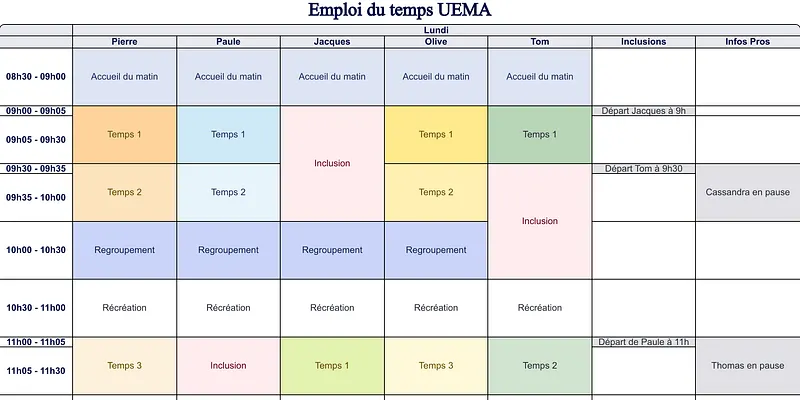 Aperçu Emploi du temps UEMA