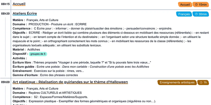 Exemple journal de classe P3-P4