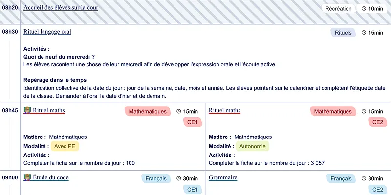 Exemple de cahier journal CE1-CE2 - aperçu