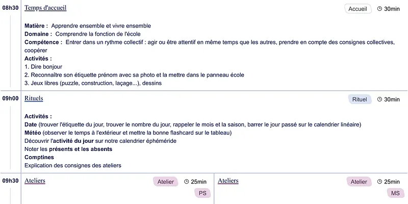 Exemple de cahier journal PS-MS - aperçu