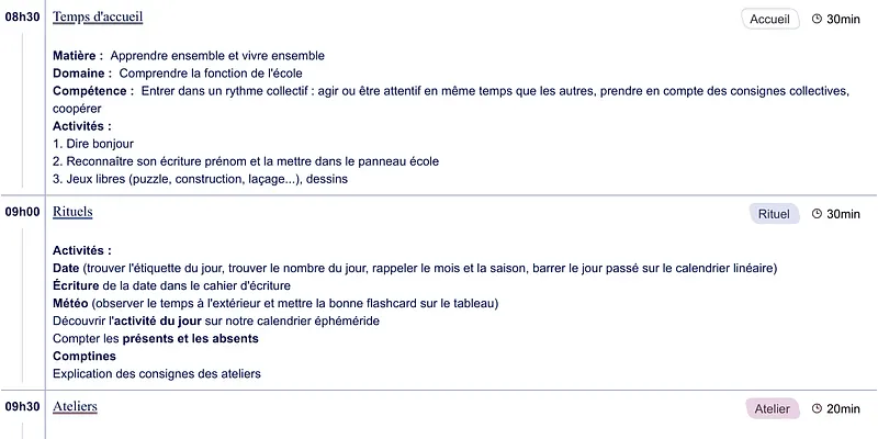 Exemple de cahier journal GS - aperçu