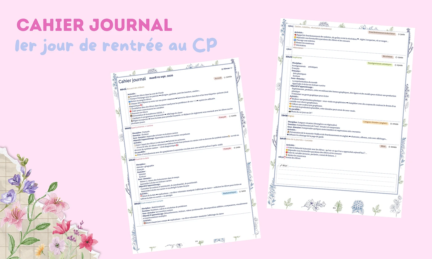 Aperçu Cahier Journal CP Maitresse Romy vignette 1