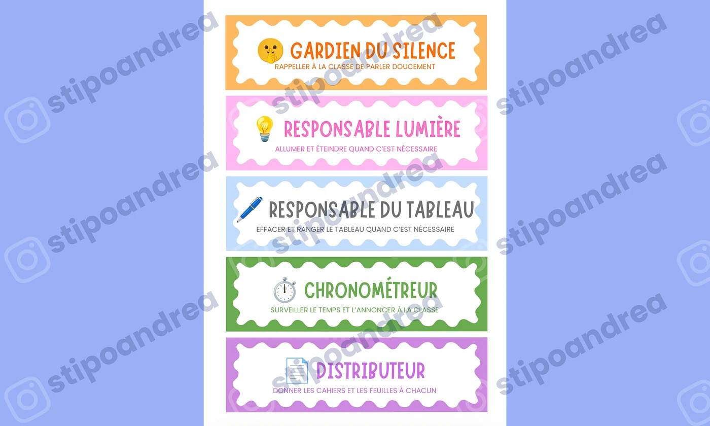 Étiquettes responsabilités • Cycle 2 & 3 🏷️