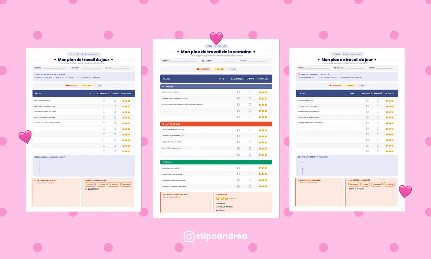 Plans de travail • Cycle 2 & 3 🗓️