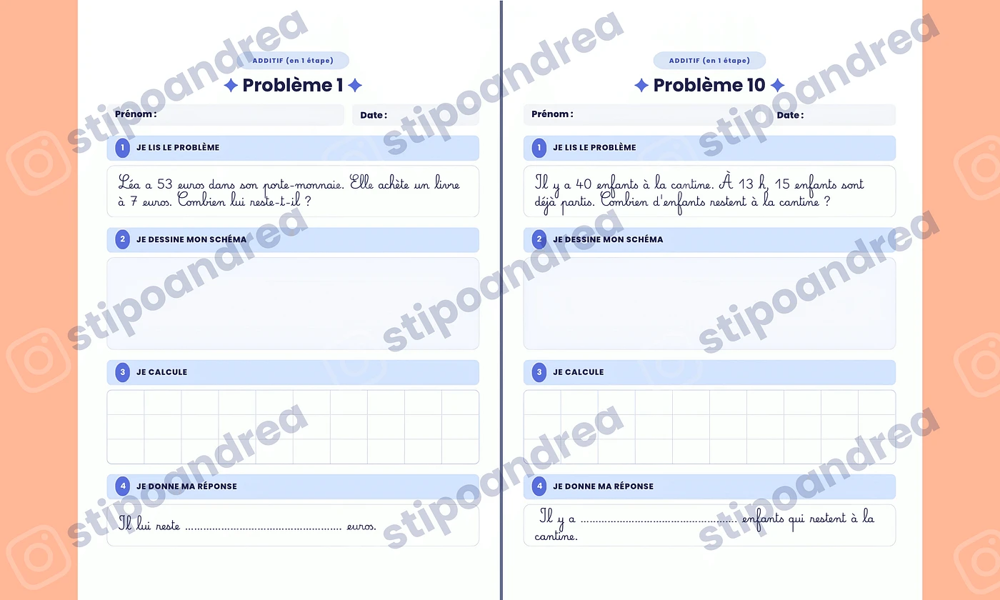 Aperçu problèmes maths à imprimer 