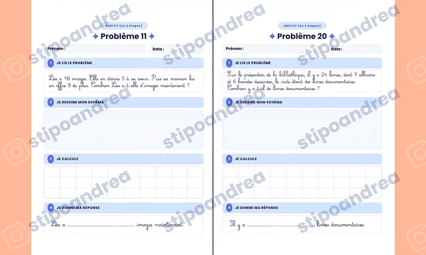 Aperçu problèmes maths à imprimer 