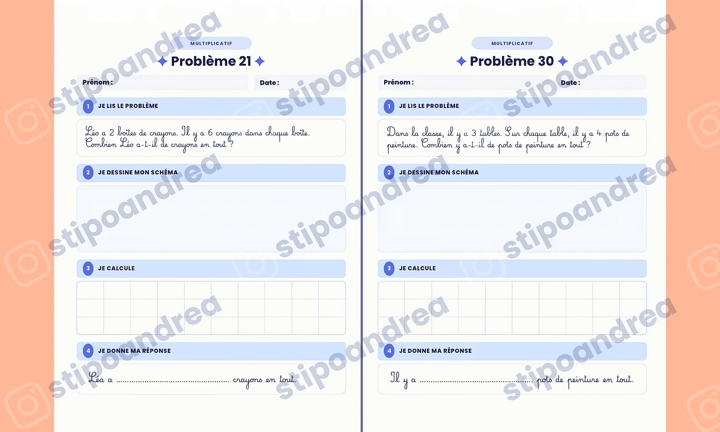 Aperçu problèmes maths à imprimer 