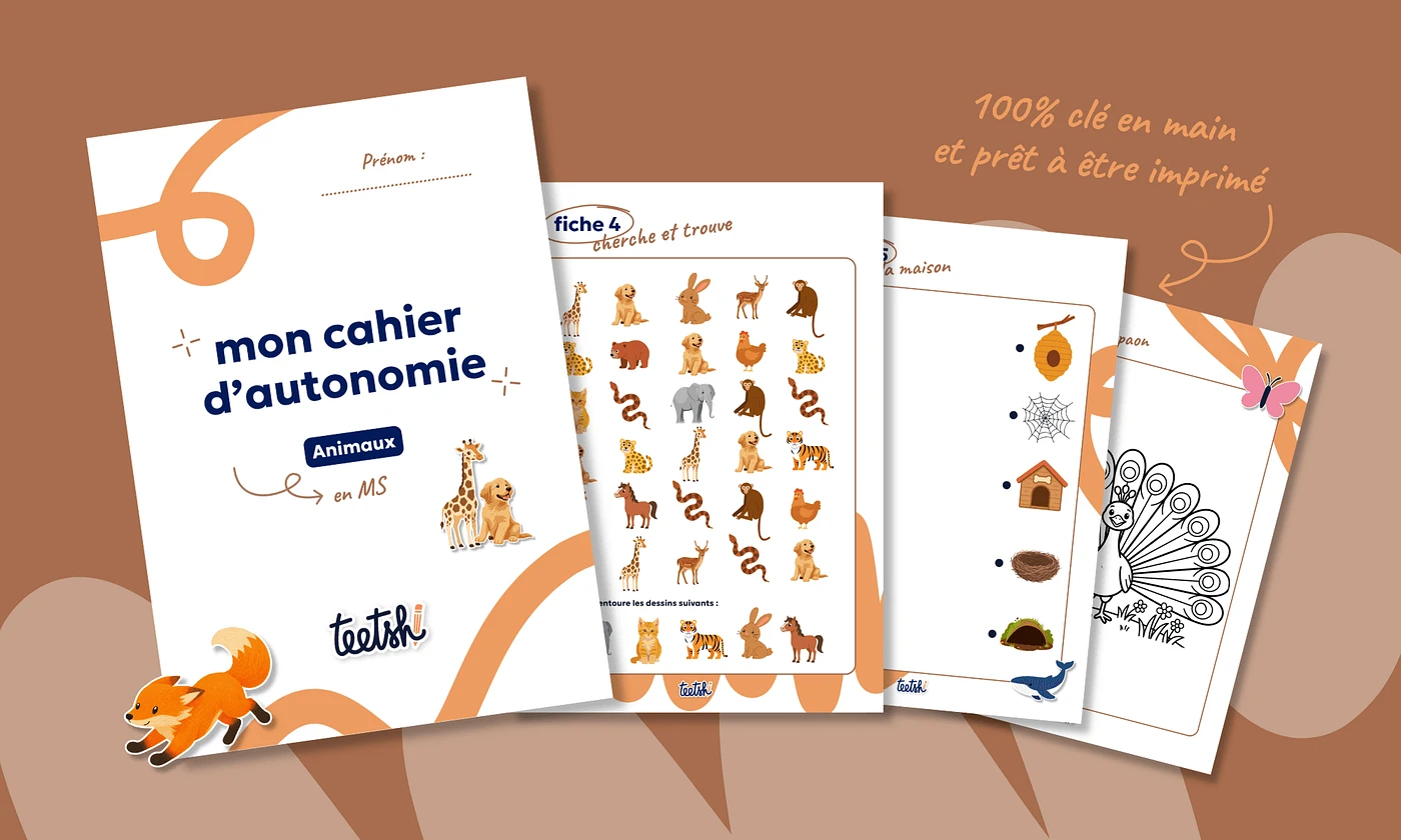 Cahier d'autonomie MS • Les animaux 🦒