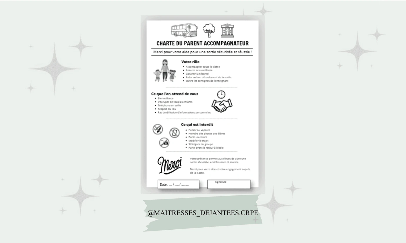 Charte parents accompagnateurs Maitresses Déjantées