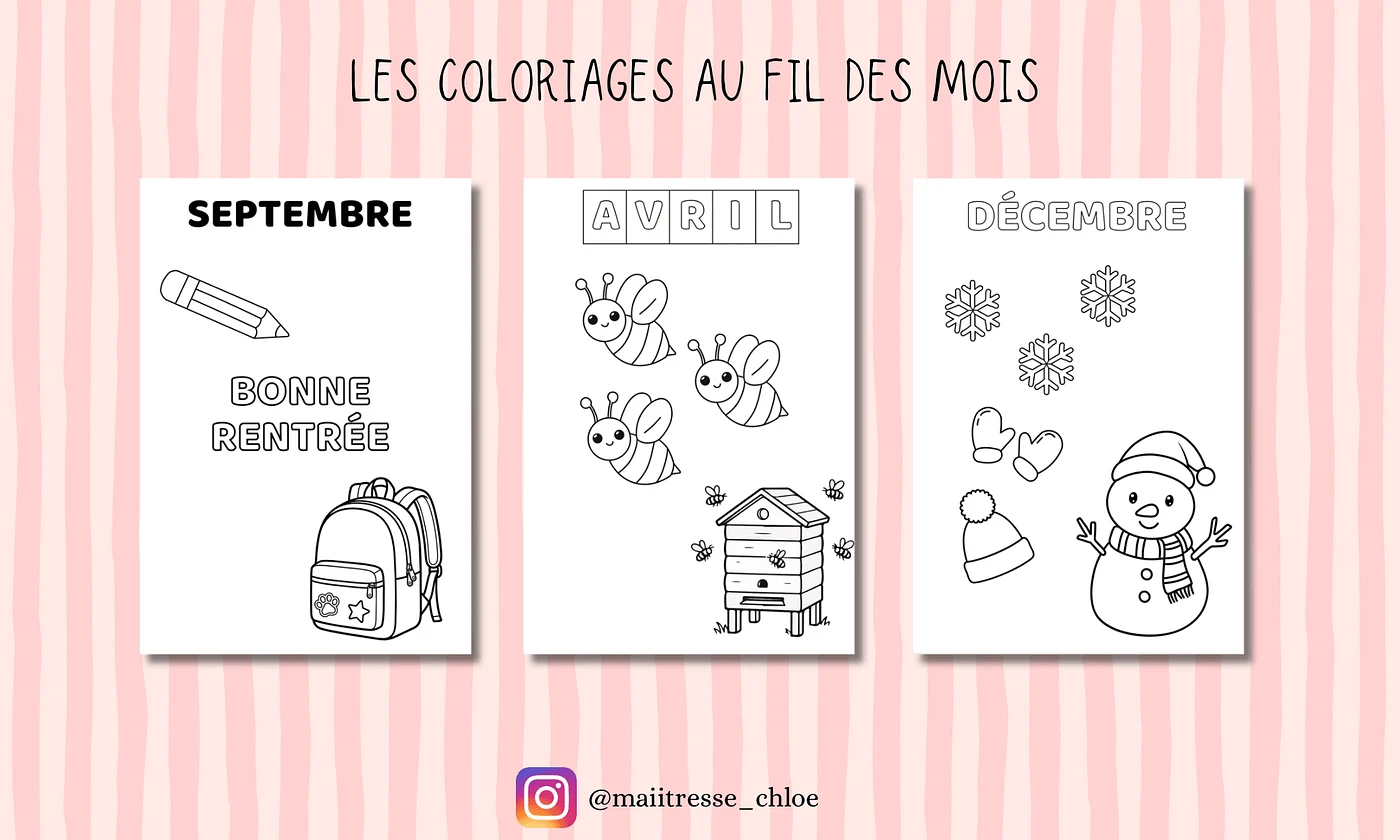 Aperçu Coloriages des mois de l'année à imprimer (maternelle)