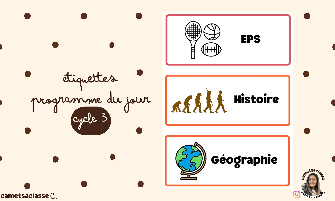 Etiquettes programmes cycle 3 Cam et sa classe Vignette 1