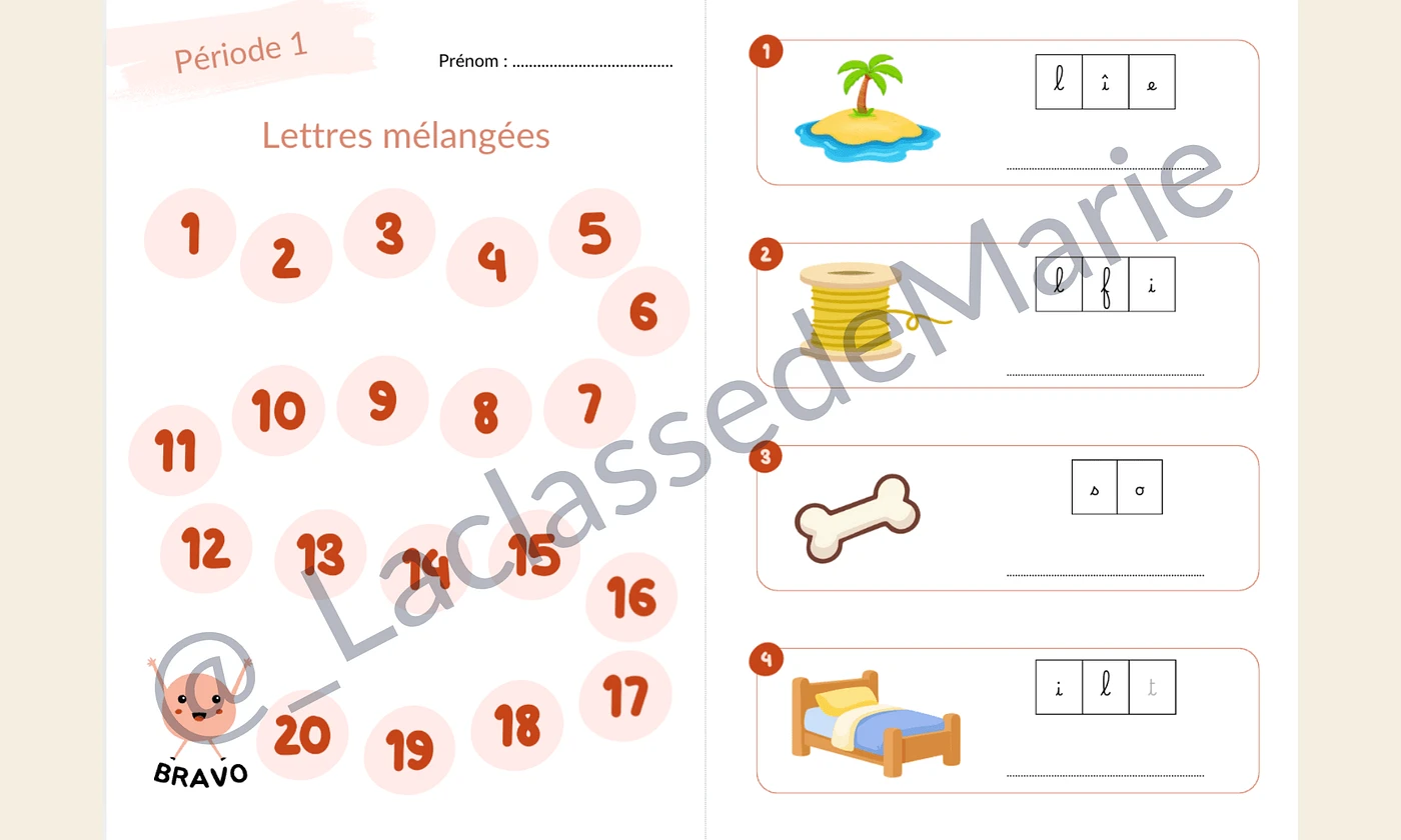 Aperçu livret d'autonomie lettres mélangées La classe de Marie Vignette2