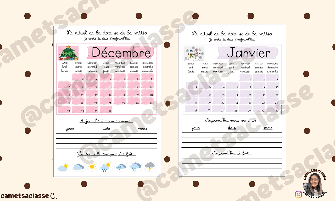 Rituel de la date et de la météo · Cametsaclasse - aperçu