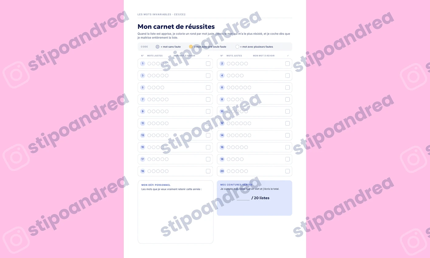 Aperçu Dictée mots invariables Cycle 2