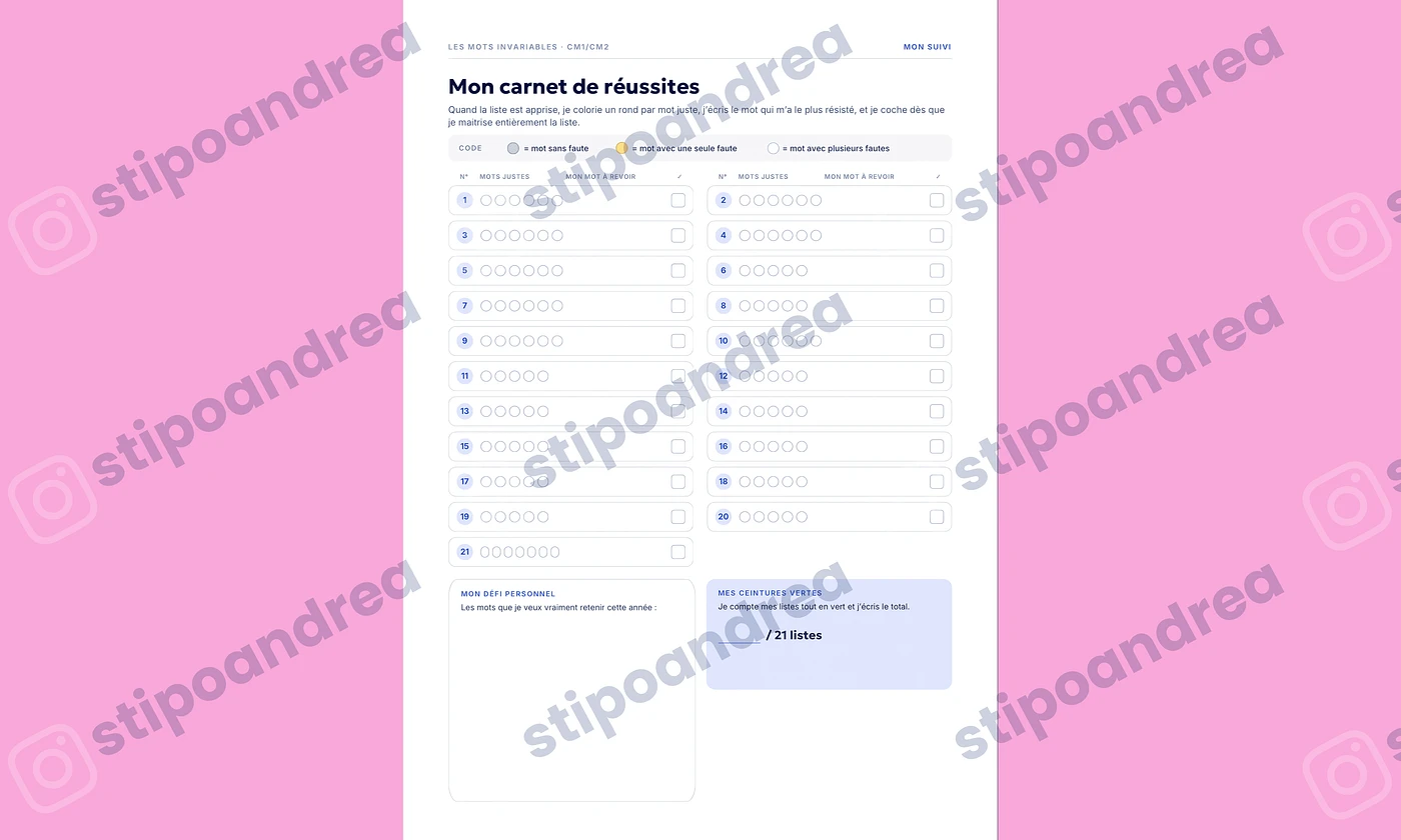 Aperçu Dictée mots invariables