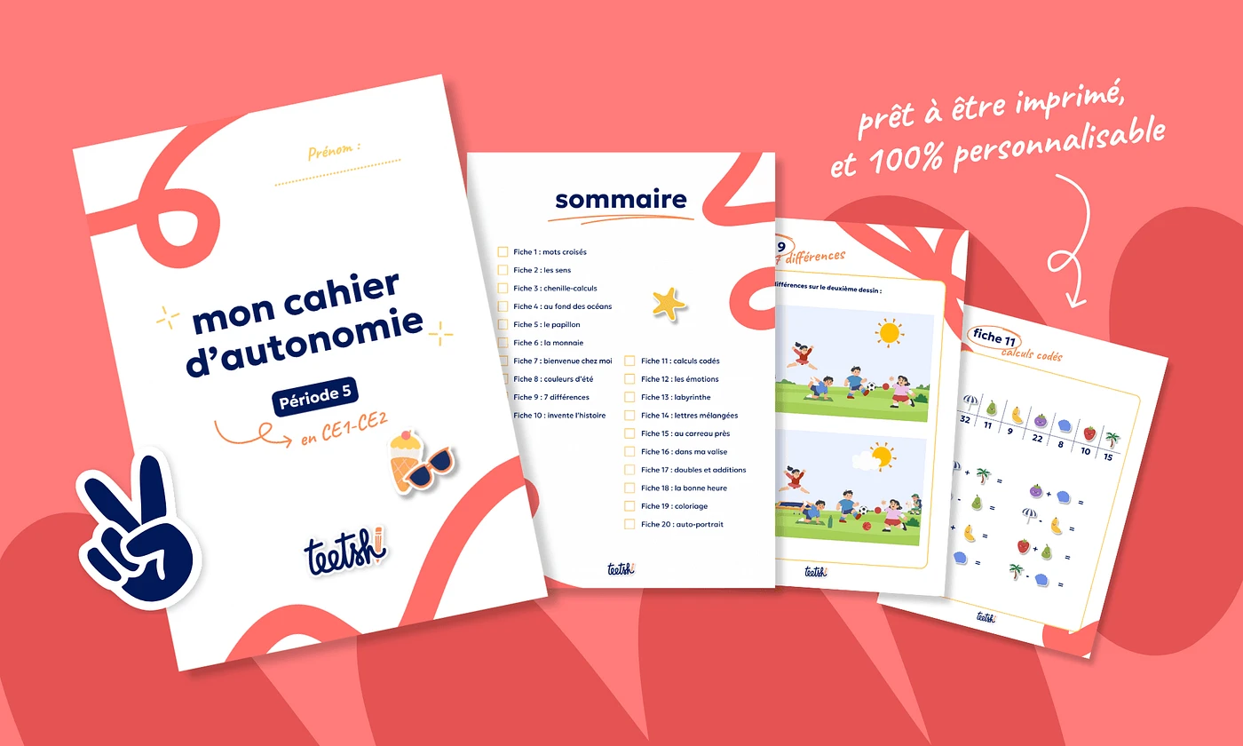 Aperçu Cahier d'autonomie Teetsh CE1 CE2 Période 5