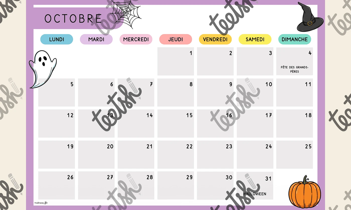 Aperçu calendrier Maitresse Flo Visuel 2
