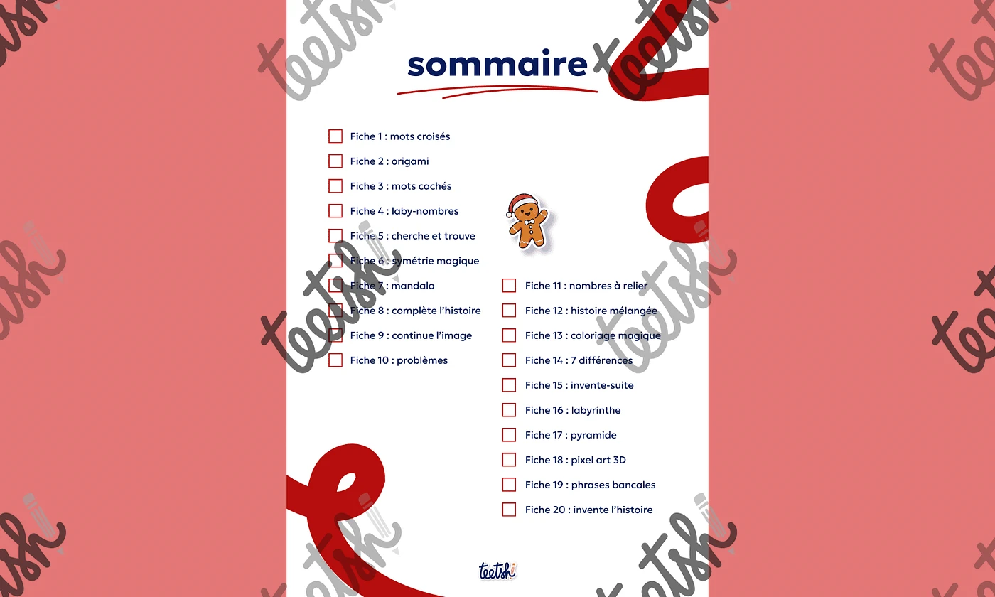 Aperçu Cahier d'autonomie Teetsh CM1 CM2 Période 2 - Sommaire
