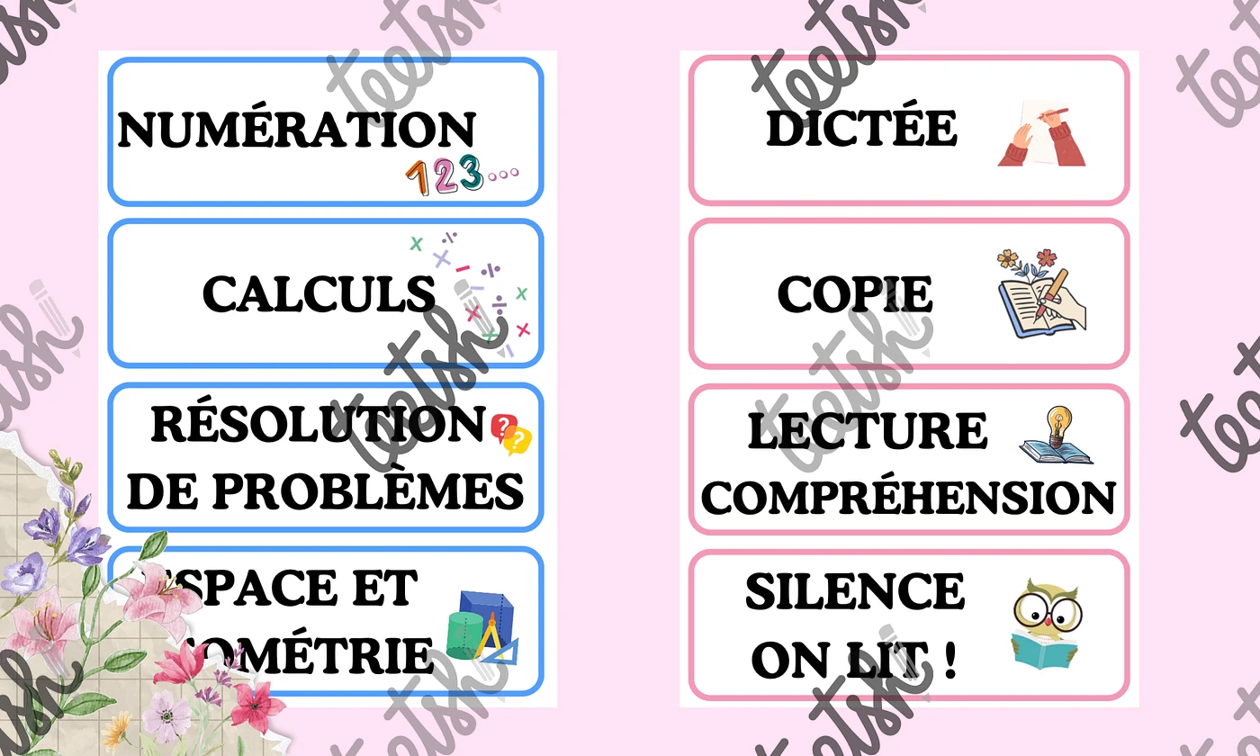 Aperçu étiquettes programmes du jour Maitresse Romy vignette2