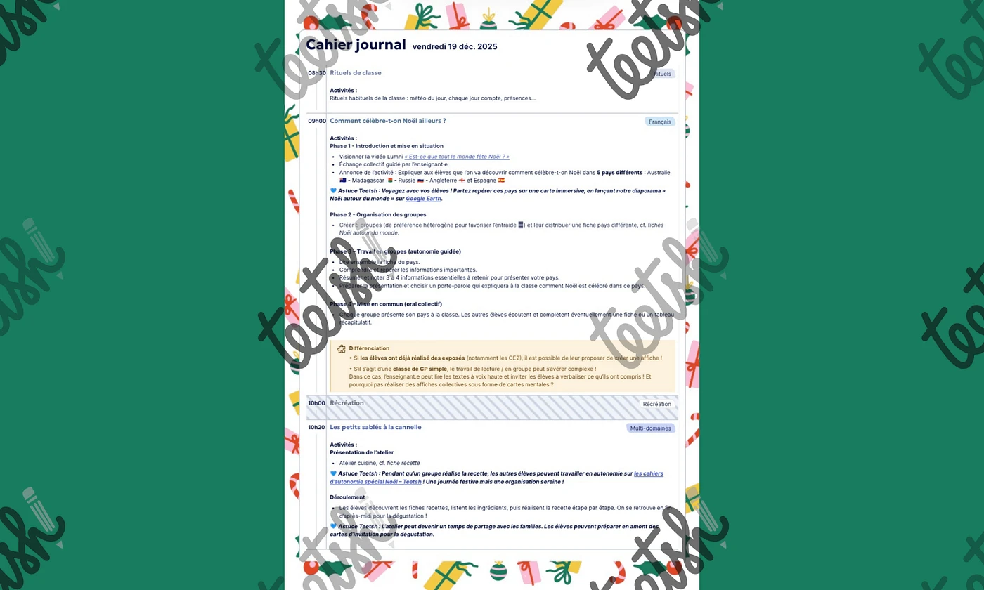 Aperçu Journée Noël Cycle 2 Teetsh