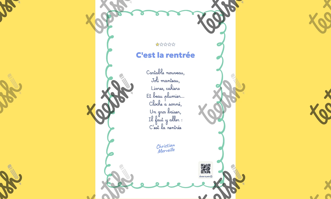 Aperçu Recueil de poésies Rentrée - Teetsh Cycle 2 Cycle 3 - Visuel 1