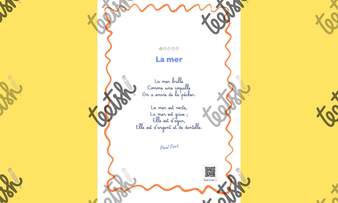 Aperçu Poésies Teetsh Été Cycle 2 Cycle 3 - Fiche 1