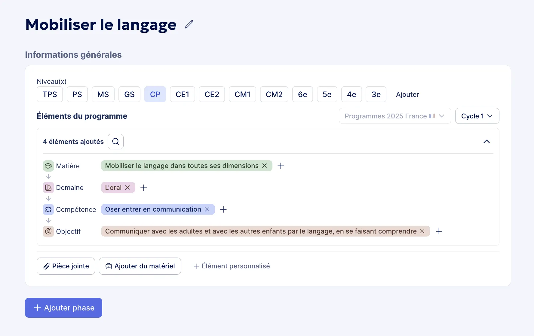 fiche de prep avec programme officiel intégré
