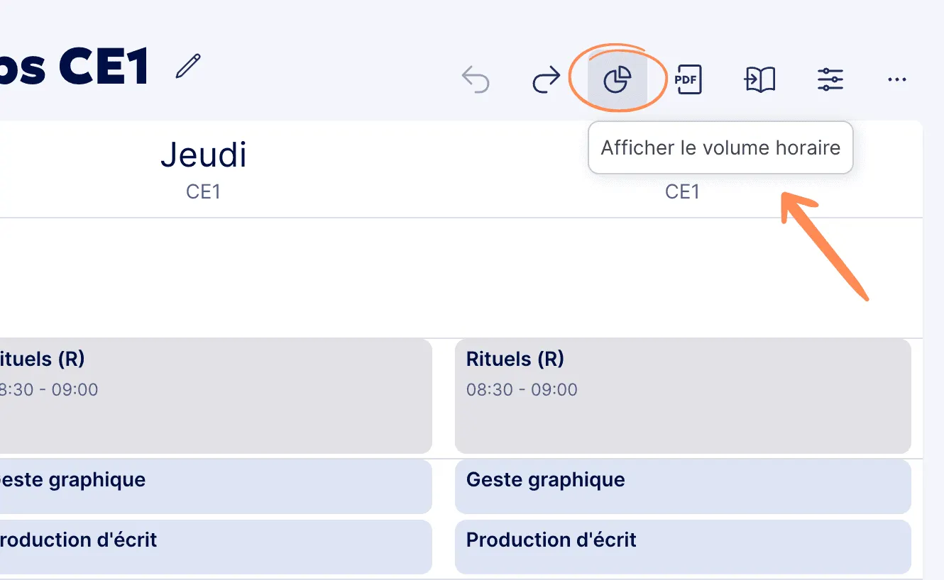 Aperçu Afficher le volume horaire