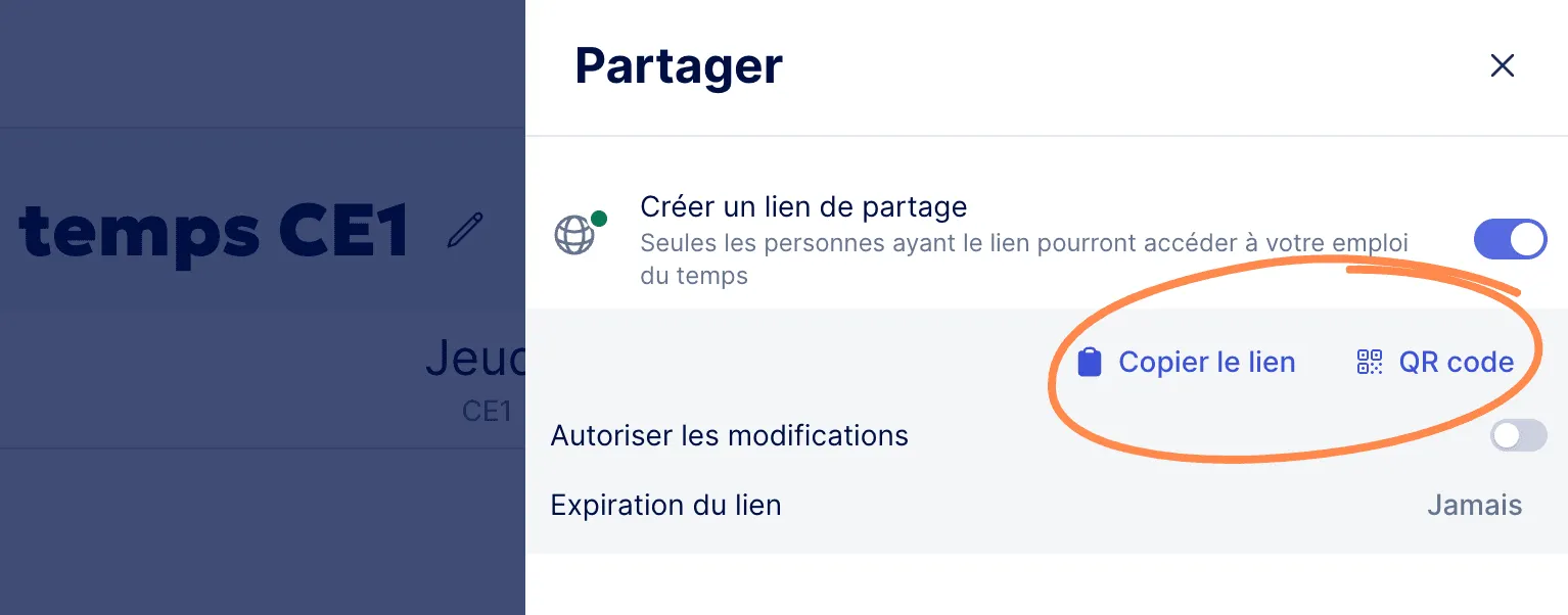 Aperçu Partager l’emploi du temps