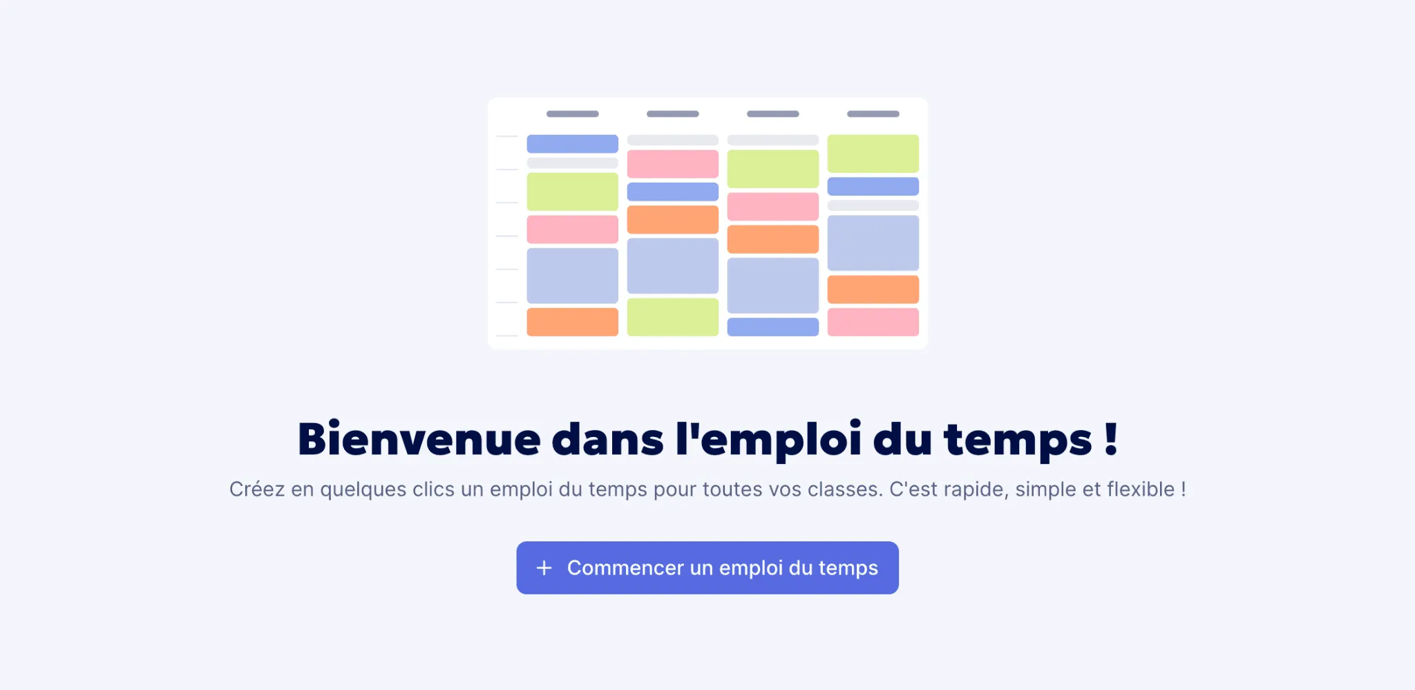 Aperçu Accueil du module Emploi du temps