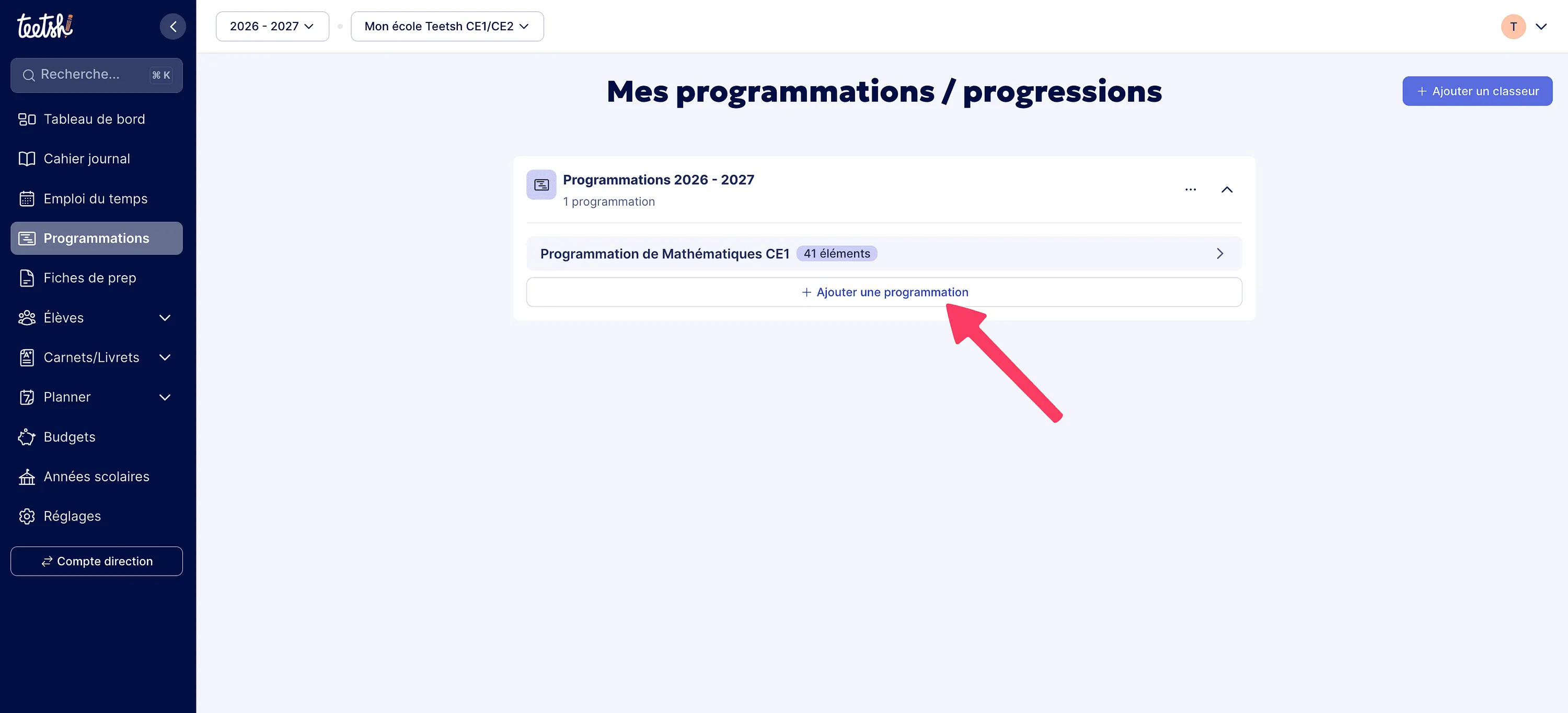 Ajout d'une programmation