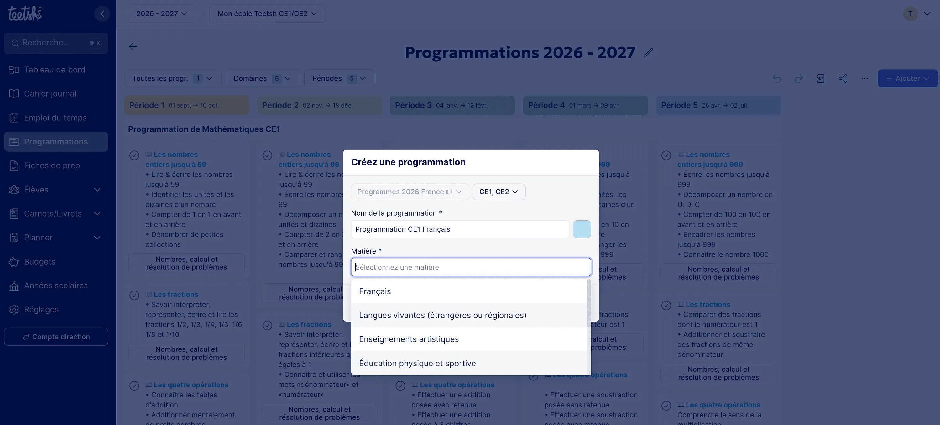 Créer une programmation à partir de zéro