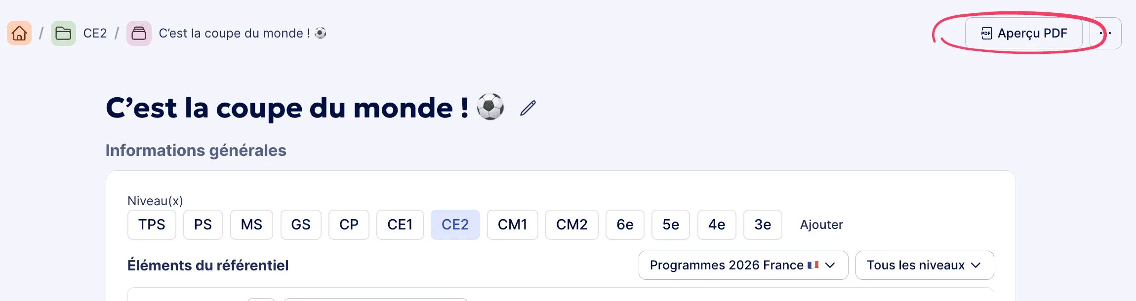 Prévisualiser la séquence en PDF