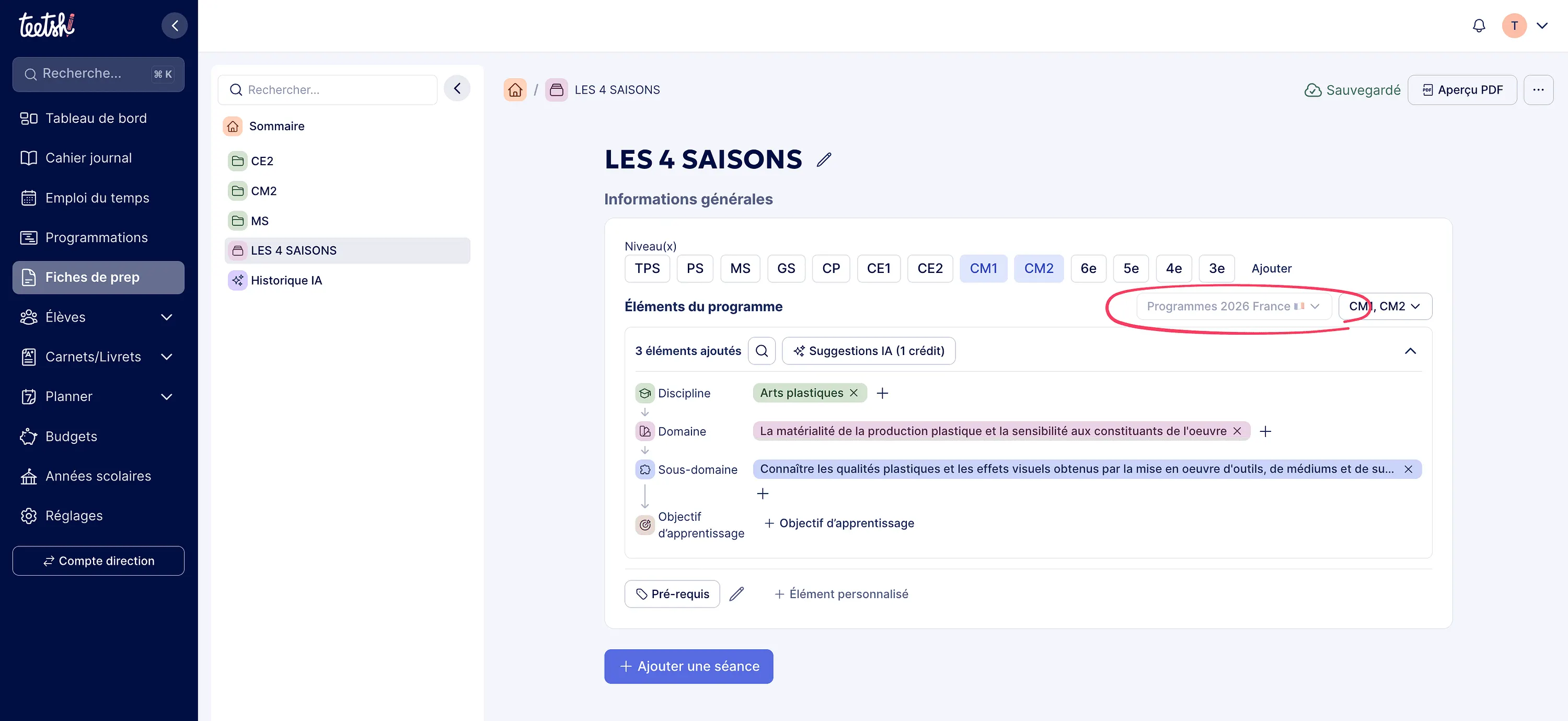 Renseigner les informations générales de la séquence