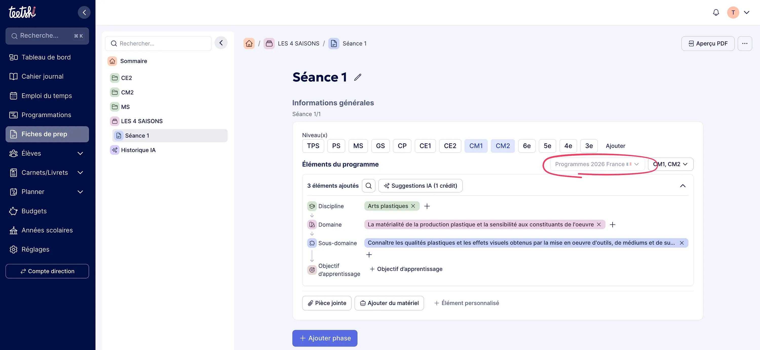 Éditer une fiche de prep unique